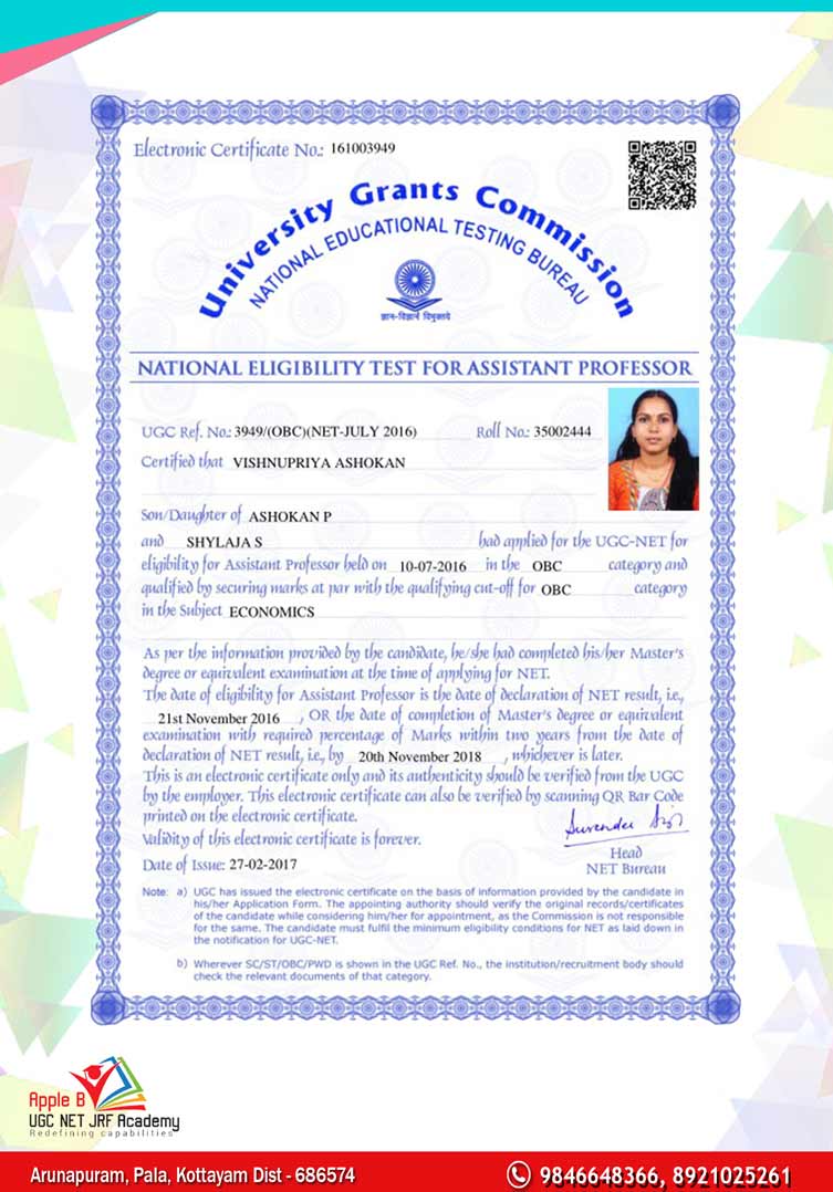 UGC NET economics coaching centres in kerala
